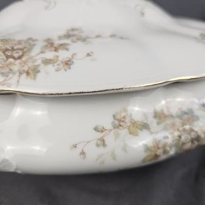 LS&S Carlsbad Large Tureen Soup & Lid Austria Pink Blue Florals Scalloped Vtg - Thumbnail 17