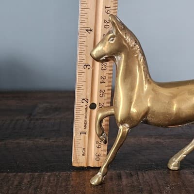 Vintage Brass Horse Figurine Solid 4.5" High x 7" long - Thumbnail 8