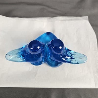 VTG Bluebirds of Happiness / Pair Love Birds Heart Art Glass Signed Ron Ray 1990 - Thumbnail 5