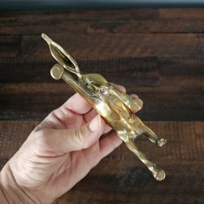 Vintage Brass Horse Figurine Solid 4.5" High x 7" long - Thumbnail 5