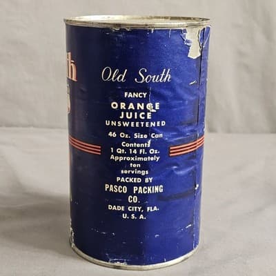 Old South Orange Juice 46oz Tin Can OJ Unsweetened - Thumbnail 3
