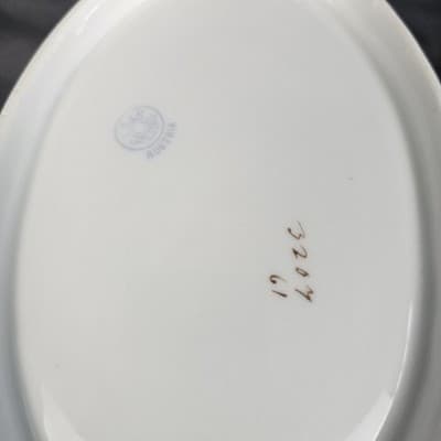 2 LS&S Carlsbad Vegetable Serving Bowls Austria Blue Florals Scalloped Vtg - Thumbnail 4