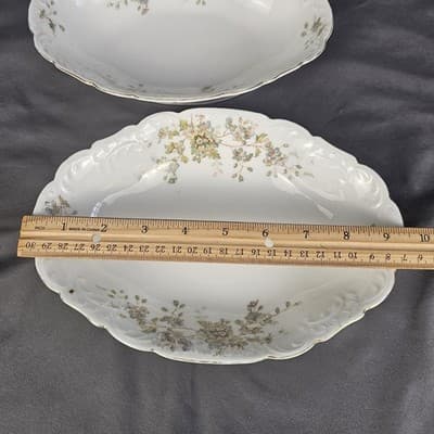 2 LS&S Carlsbad Vegetable Serving Bowls Austria Blue Florals Scalloped Vtg - Thumbnail 5