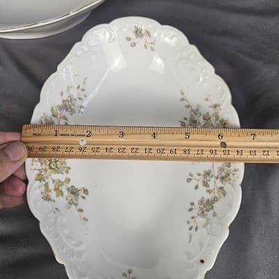 2 LS&S Carlsbad Vegetable Serving Bowls Austria Blue Florals Scalloped Vtg - Thumbnail 6
