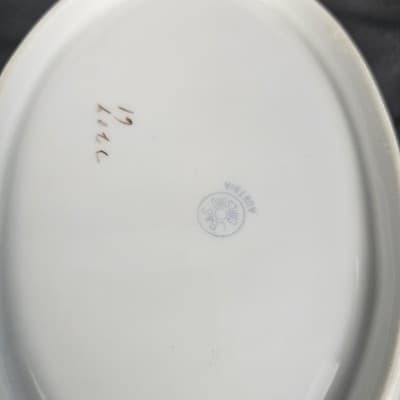 2 LS&S Carlsbad Vegetable Serving Bowls Austria Blue Florals Scalloped Vtg - Thumbnail 3