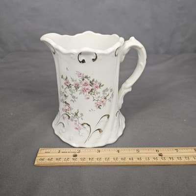 East Liverpool Potteries Co. Pitcher with Floral Design USA 5.5" Tall - Thumbnail 8