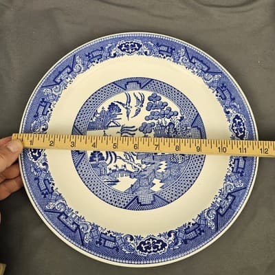 Vintage Willow Ware Royal China Underglaze 11.5" Dinner Plate Platter N54 - Thumbnail 3