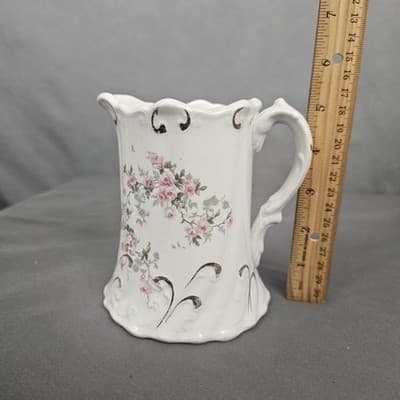 East Liverpool Potteries Co. Pitcher with Floral Design USA 5.5" Tall - Thumbnail 9