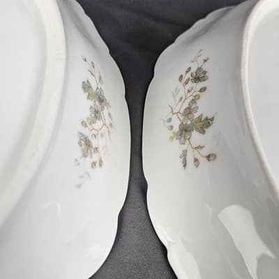 2 LS&S Carlsbad Vegetable Serving Bowls Austria Blue Florals Scalloped Vtg - Thumbnail 8