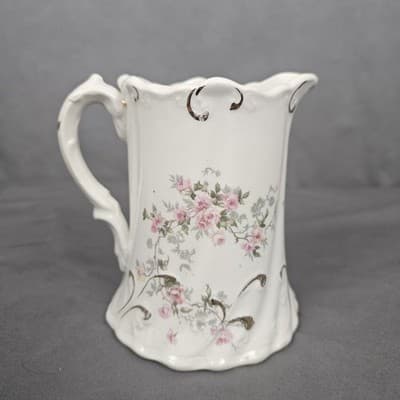 East Liverpool Potteries Co. Pitcher with Floral Design USA 5.5" Tall - Thumbnail 2