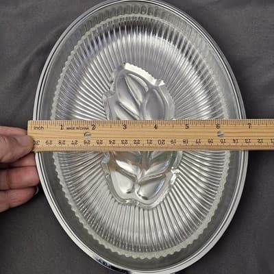 Vintage Oval Glass Tray with Fixed Silver-Plate Gallery Rim - EUC - Thumbnail 10