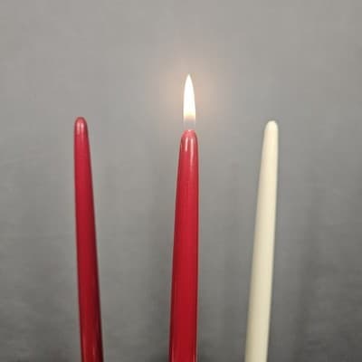 4 Vintage LP Gas Propane Candle Lamps Red Beige Brass Tone MCM Candlesticks RARE - Thumbnail 5