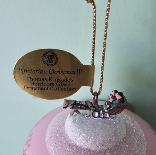2001 Bradford Editions Thomas Kinkade Ornament EUC Victorian Christmas II Glass - Thumbnail 4