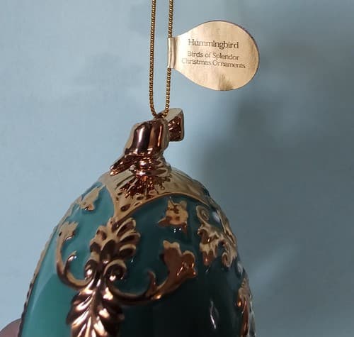 Danbury Mint Hummingbird Christmas Ornament Birds of Splendor Egg 3.5" - Thumbnail 3
