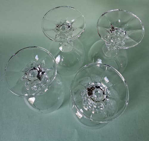 Set of 4 Bohemia Crystal Etched Cascade Vintage Wine Glasses Goblets Ball Stem - Thumbnail 9