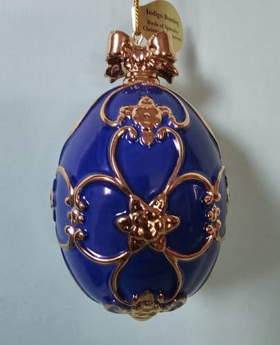 Danbury Mint Indigo Bunting Christmas Ornament Birds of Splendor Egg 3.5" - Thumbnail 2