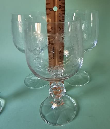 Set of 4 Bohemia Crystal Etched Cascade Vintage Wine Glasses Goblets Ball Stem - Thumbnail 8