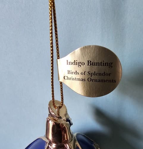 Danbury Mint Indigo Bunting Christmas Ornament Birds of Splendor Egg 3.5" - Thumbnail 3
