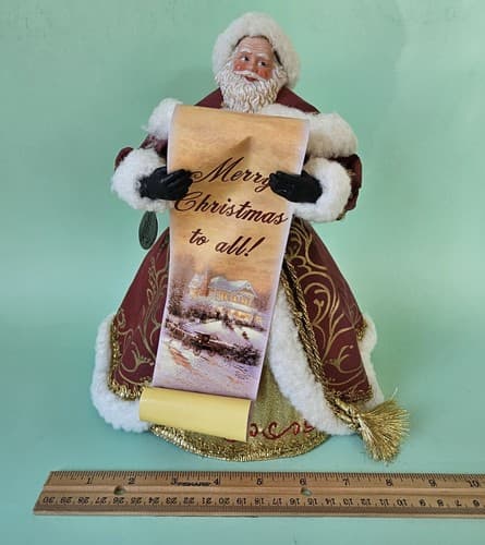 Thomas Kinkade Santa Claus with scroll Tree Topper/Shelf sitting Ashton-Drake - Thumbnail 5