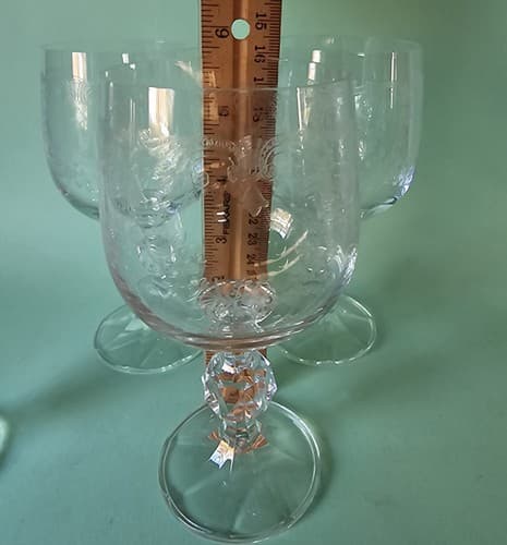 Set of 4 Bohemia Crystal Etched Cascade Vintage Wine Glasses Goblets Ball Stem - Thumbnail 7