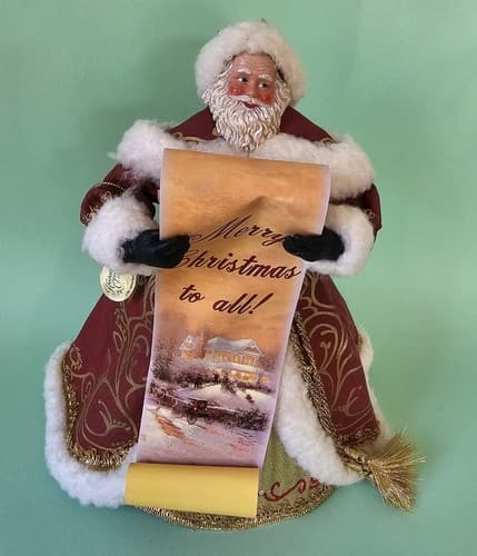 Thomas Kinkade Santa Claus with scroll Tree Topper/Shelf sitting Ashton-Drake - Thumbnail 2