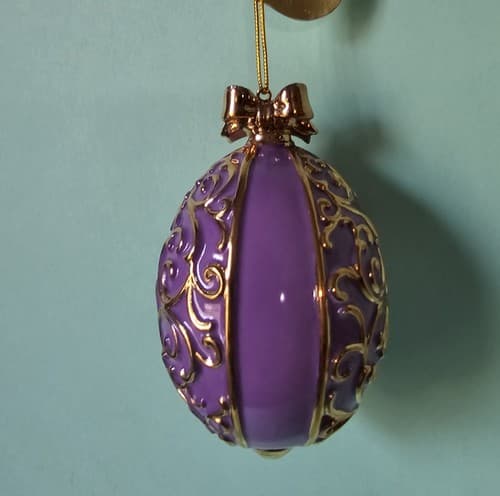 Danbury Mint Purple Finch Christmas Ornament Birds of Splendor Egg 3.5" - Thumbnail 2
