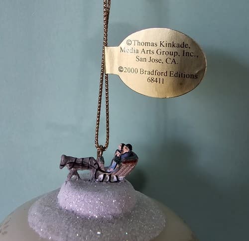 2001 Bradford Editions Thomas Kinkade Ornament EUC A Holiday Gathering Glass - Thumbnail 5
