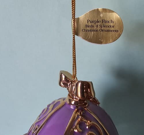 Danbury Mint Purple Finch Christmas Ornament Birds of Splendor Egg 3.5" - Thumbnail 3