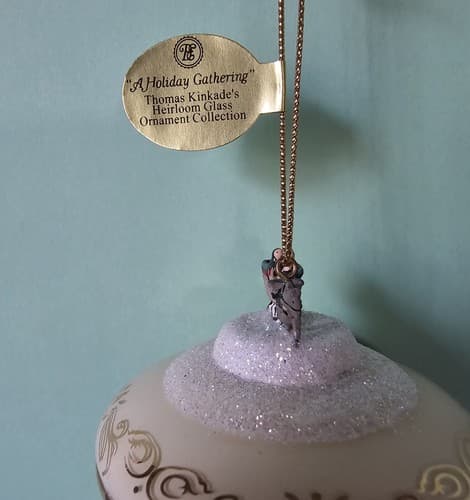 2001 Bradford Editions Thomas Kinkade Ornament EUC A Holiday Gathering Glass - Thumbnail 4