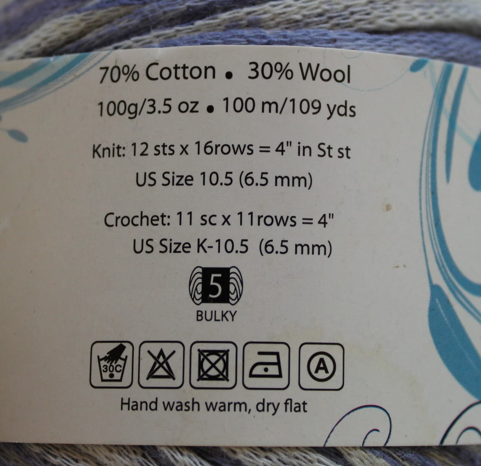 SALE Fibra Natura Denims 70% Cotton, 30% Wool Col Purple & White 100gr 100m - Thumbnail 4