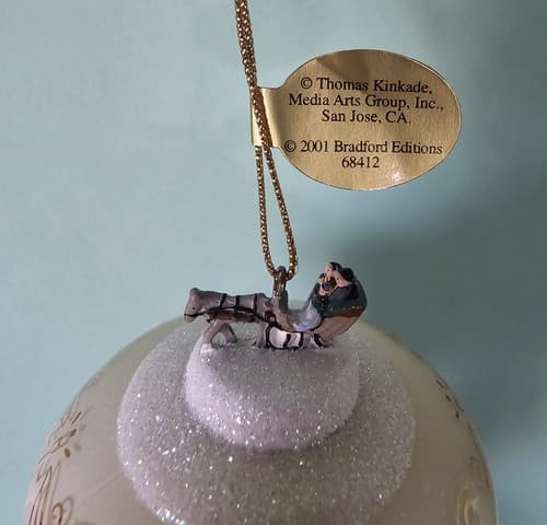 2001 Bradford Editions Thomas Kinkade Ornament EUC Victorian Christmas III Glass - Thumbnail 3