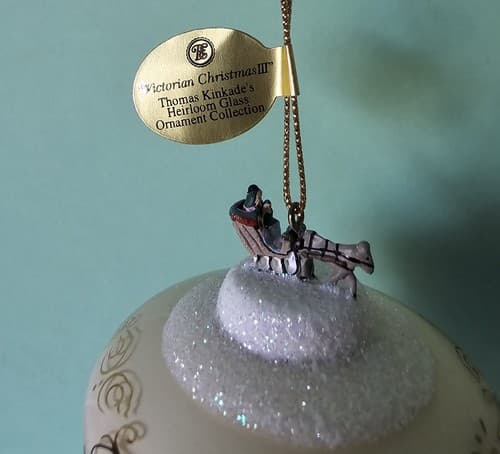 2001 Bradford Editions Thomas Kinkade Ornament EUC Victorian Christmas III Glass - Thumbnail 4