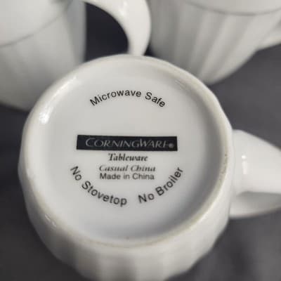Corningware Tableware 3 Coffee Tea Mugs French White Casual China Porcelain - Thumbnail 7