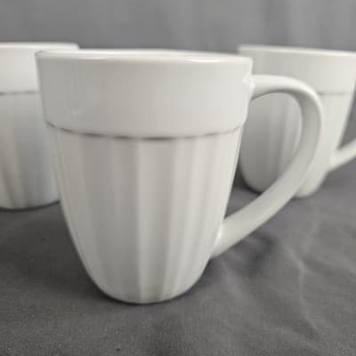 Corningware Tableware 3 Coffee Tea Mugs French White Casual China Porcelain - Thumbnail 3