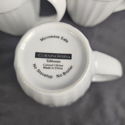 Corningware Tableware 3 Coffee Tea Mugs French White Casual China Porcelain - Thumbnail 6