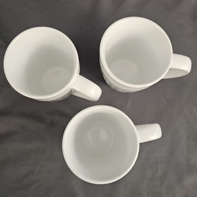 Corningware Tableware 3 Coffee Tea Mugs French White Casual China Porcelain - Thumbnail 5