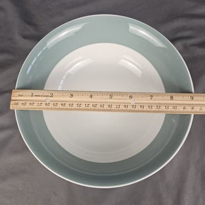 Vintage MCM Restaurant Ware Aqua Band Pasta Bowl Homer Laughlin Style Unmarked - Thumbnail 6