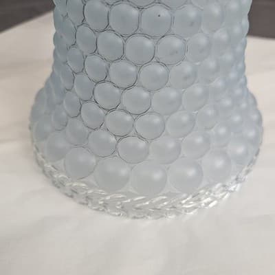 Vintage Art Deco Glass Bell Candlewick Beaded Leaf Edge Boudoir Table Lamp Shade - Thumbnail 3