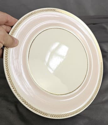American Limoges China Lyceum PINK Dinner Plate 10” w 22K Gold Ring - Thumbnail 2
