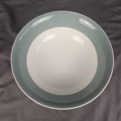 Vintage MCM Restaurant Ware Aqua Band Pasta Bowl Homer Laughlin Style Unmarked - Thumbnail 3