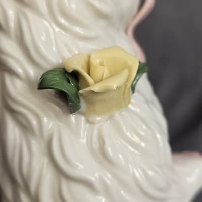 Vintage Porcelain Bunny Rabbit with Flowers Figurine Easter - Thumbnail 5