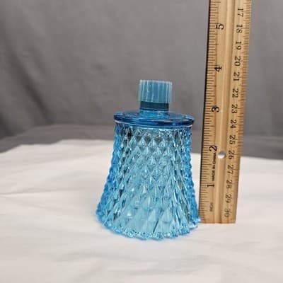 Vintage Blue Diamond Point Glass Peg Votive Cup Candle Holder Excellent Cond. - Thumbnail 9
