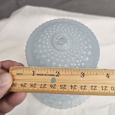 Vintage Art Deco Glass Bell Candlewick Beaded Leaf Edge Boudoir Table Lamp Shade - Thumbnail 9