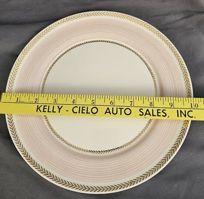 American Limoges China Lyceum PINK Dinner Plate 10” w 22K Gold Ring - Thumbnail 5