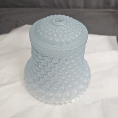 Vintage Art Deco Glass Bell Candlewick Beaded Leaf Edge Boudoir Table Lamp Shade - Thumbnail 2