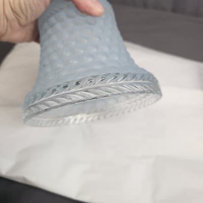 Vintage Art Deco Glass Bell Candlewick Beaded Leaf Edge Boudoir Table Lamp Shade - Thumbnail 6