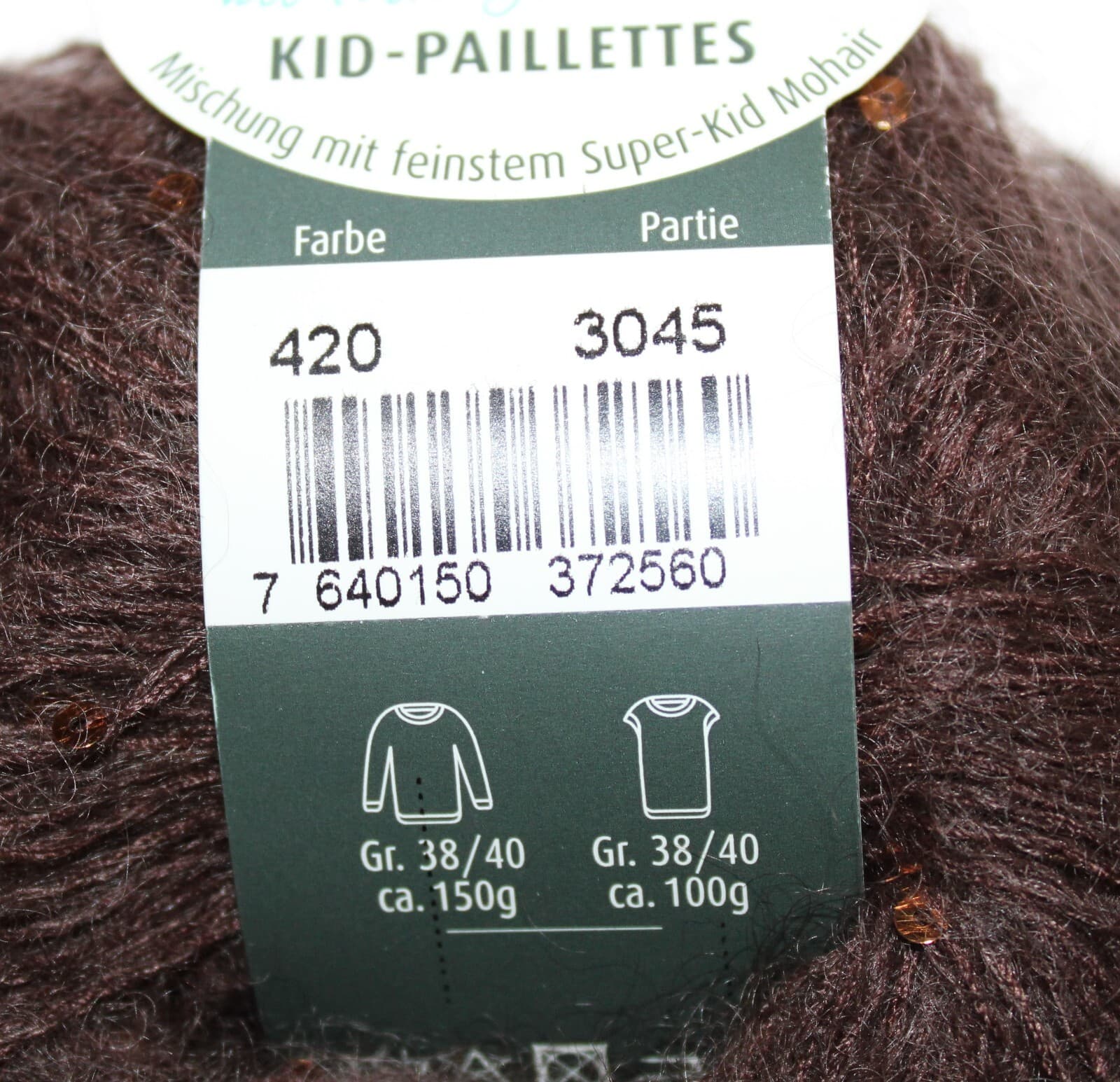 SALE Schulana Kid-Paillettes 42% Mohair 40% Polyester 18% Silk 25gr, 125m Brown - Thumbnail 4