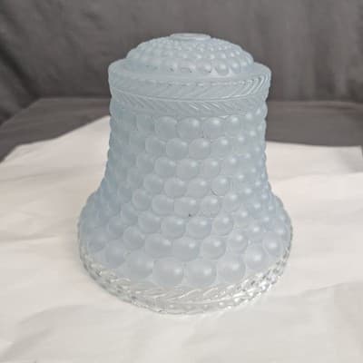 Vintage Art Deco Glass Bell Candlewick Beaded Leaf Edge Boudoir Table Lamp Shade - Thumbnail 4