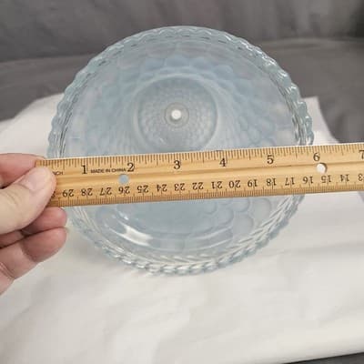 Vintage Art Deco Glass Bell Candlewick Beaded Leaf Edge Boudoir Table Lamp Shade - Thumbnail 10