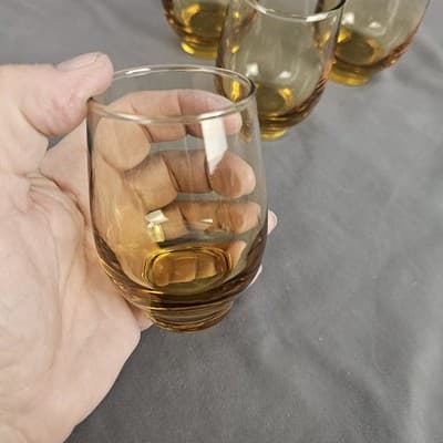 Vintage Set Of 4 Libbey Gold TEMPO 6 Ounce Juice Glasses 3.75" - Thumbnail 4